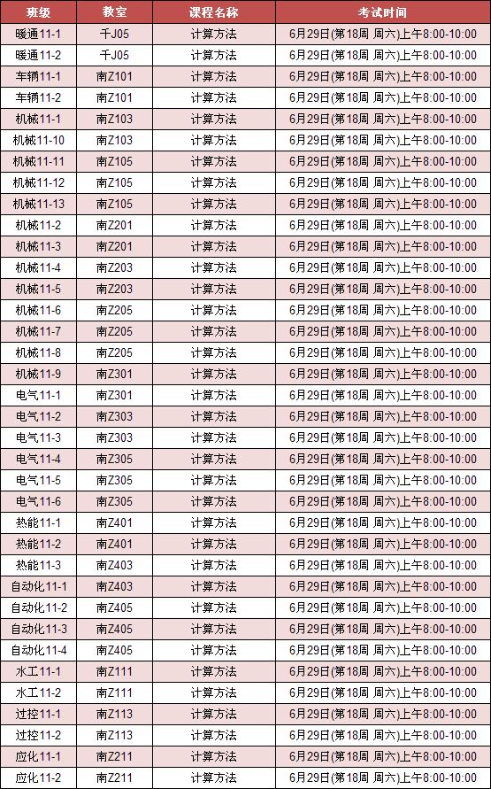 44118太阳成城集团《计算方法)》考试安排