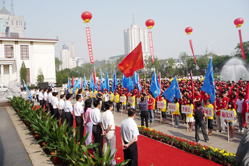 我院参加“百万青年投身汾河生态修复工程大学生志愿服务队”出征仪式